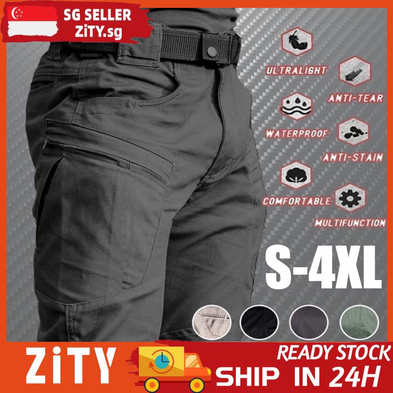 ?ZiTY?IX9 S-4XL Breathable Tactical Pants Plus Size Mens Waterproof Pants Outdoor Military Army Cargo pants Training Multiple pockets