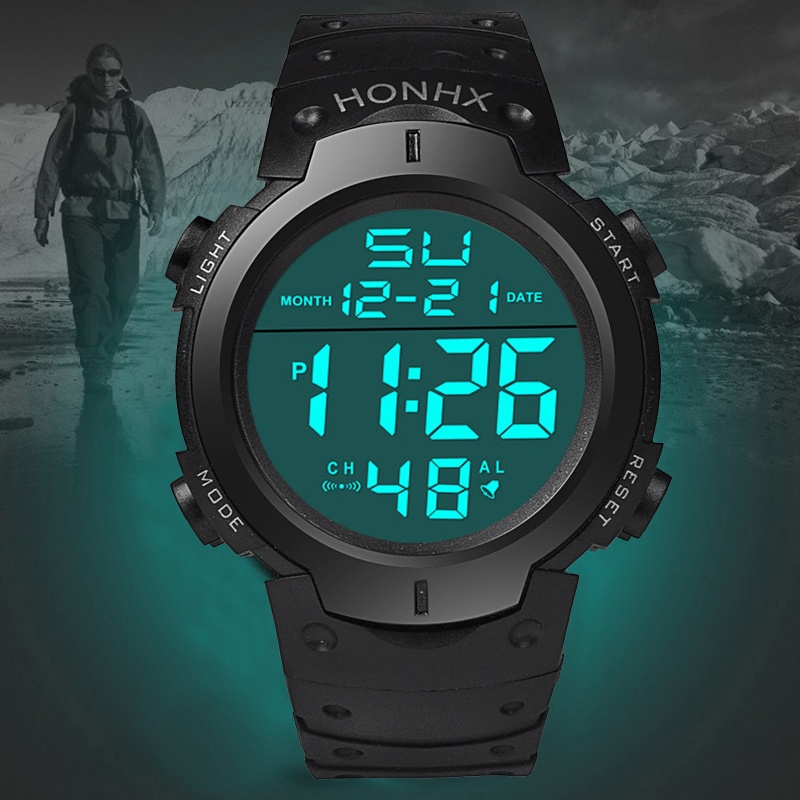 Men Watch Waterproof Silicone Led Digital Stopwatch Date Sport Wrist Watches