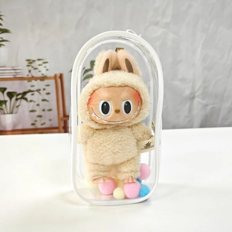 19cm Rabbit Pvc Storage Pouch Mystery Box Thicken Transparent Storage Case Organizer Box Double Zipper Keychain Bag Doll Bag