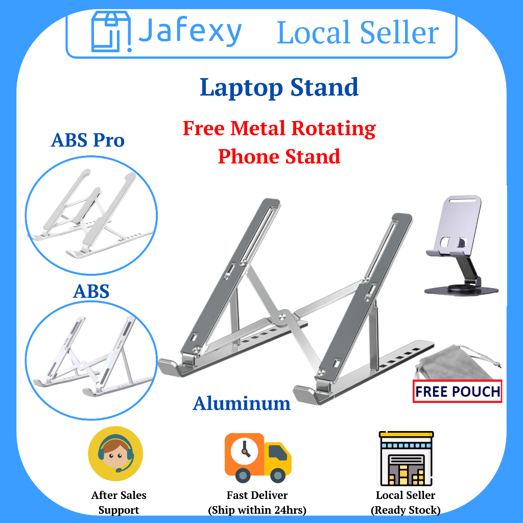 【Free Gift SG】Jafexy Laptop Stand Aluminum ABS Plastic Foldable Adjustable Height for All Laptop Tablet
