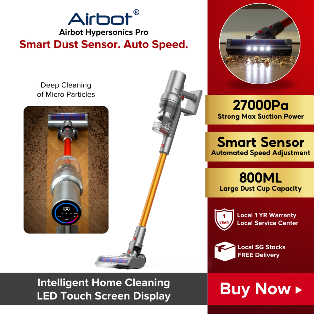 [Limited Stock] Airbot Hypersonics PRO 27,000Pa Smart Handheld Cordless Vacuum Intelligent Dust Sensing HEPA