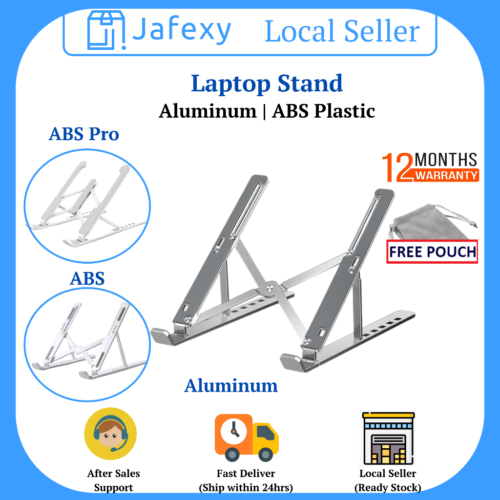 Jafexy Laptop Stand Aluminum ABS Plastic Foldable Adjustable Height for All Laptop Tablet