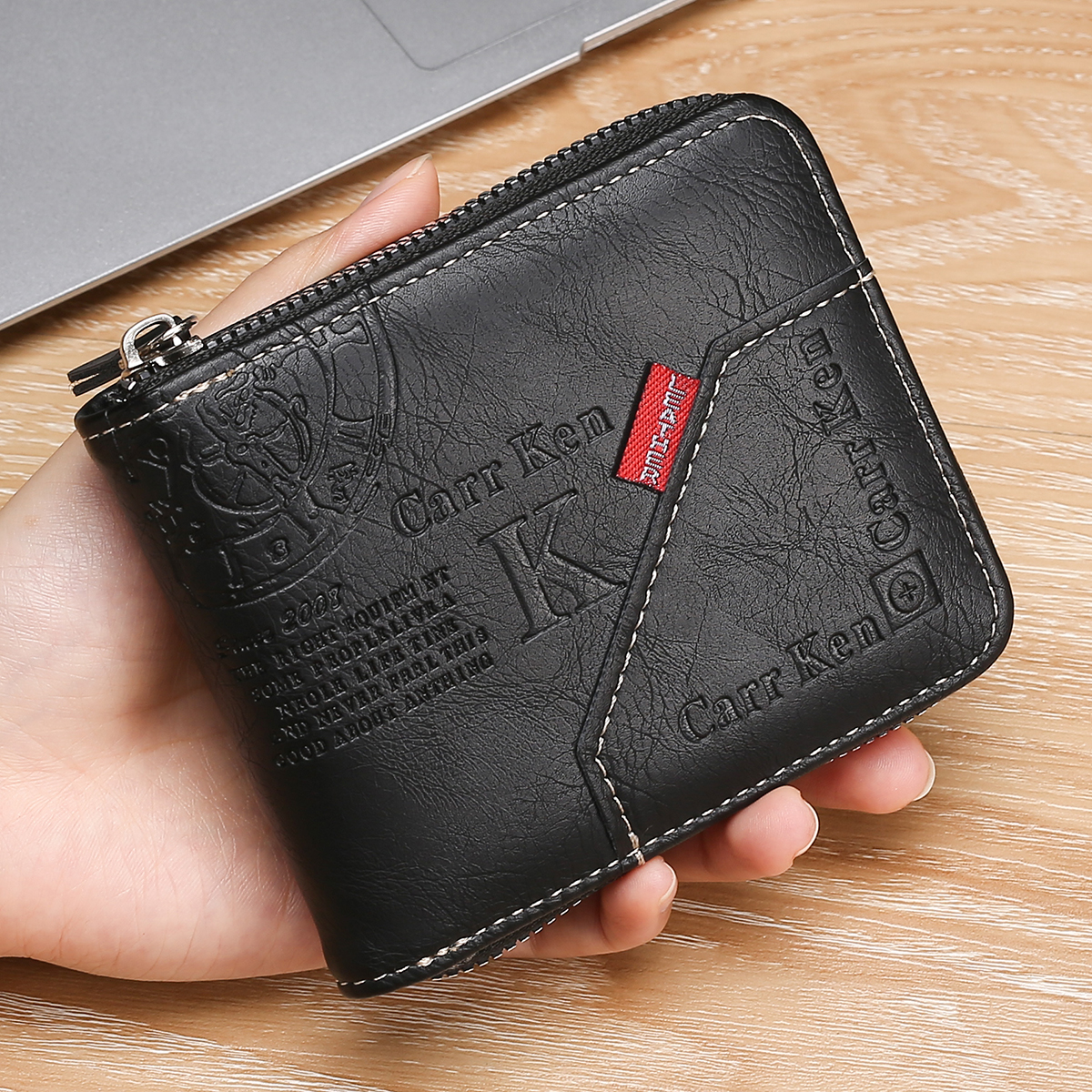 1 Piece Men's Business Zipper Short Wallet Youth Fashion Stitching Multifunctional Wallet Coin Pocket Coin Purse Boys Gifts